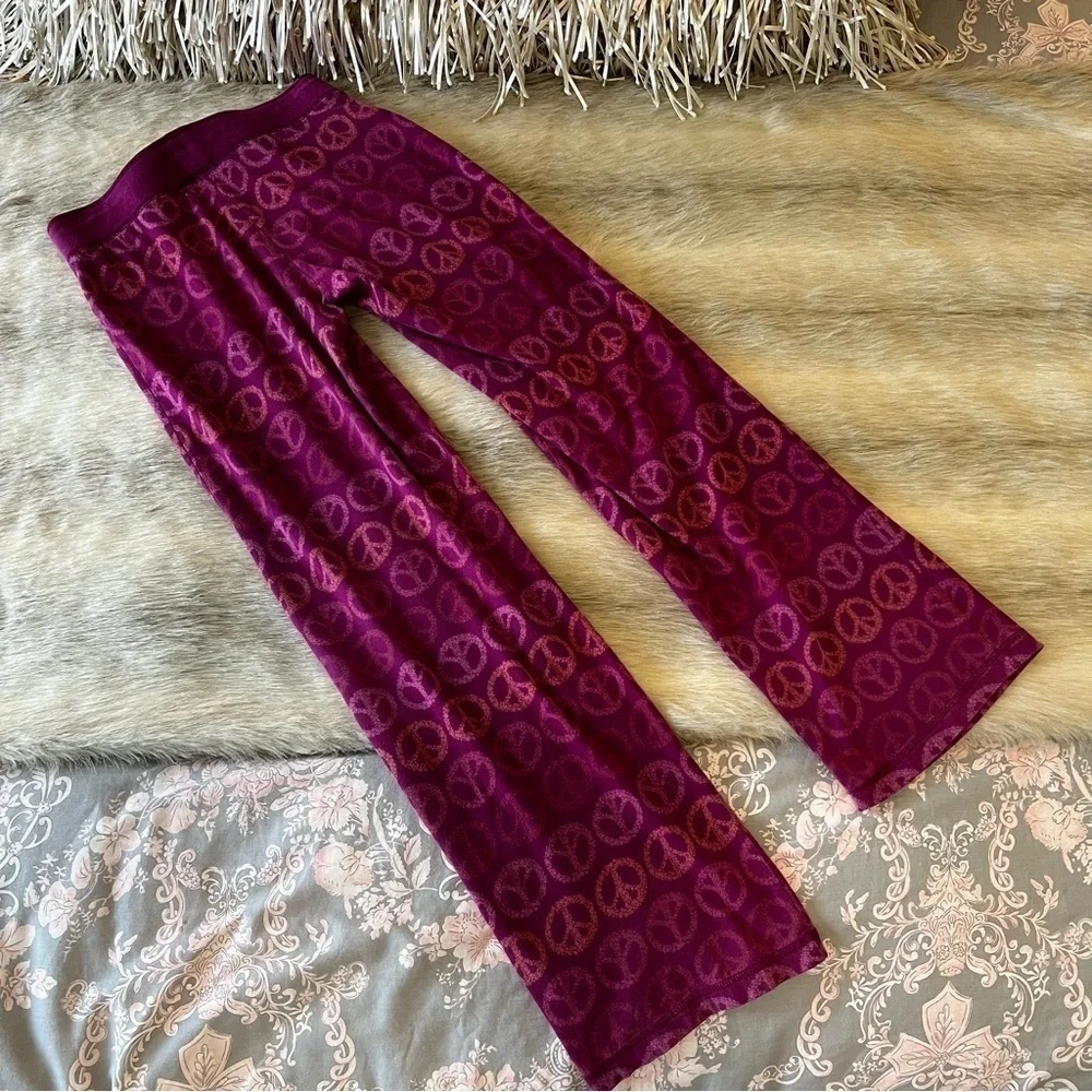 Y2K OLD NAVY Pink Purple Peace Sign Stretch Cotton Pajama Bottoms Loungewear XS